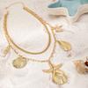 Exaggerated Hippocampus Starfish Shell Pendant Choker Necklace For Women Girls Vacation  Necklace Jewelry Accessories