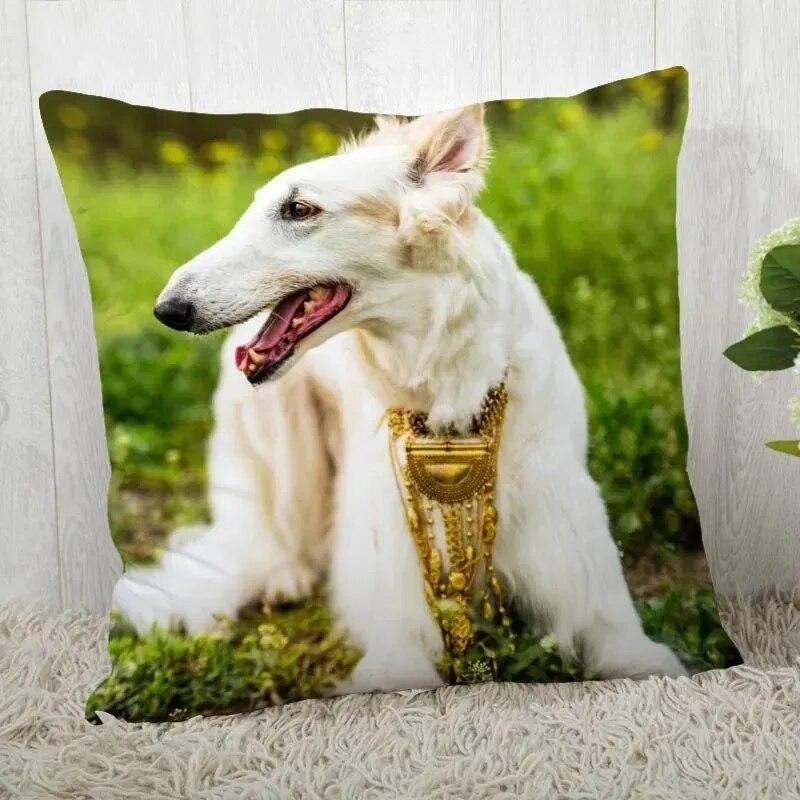 Irish Wolfhound Pillowcase Modern Home Bedroom Living Room Sofa Cushion Cover 45x45cm Peach Skin Pillowcase