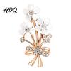 Floral Scarf Pin Rhinestone Flower Brooch Pin Bling Lapel for Women Coat Shirt Sweater Dress Decorative Accessory Elegant