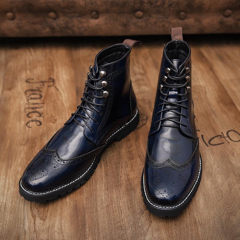 Mode Personalisierte Mode Business Herren Stiefel Dicke Sohle Rutschfest Langlebig Europäische High Top Lederschuhe Größe 38-48 Herrenstiefel