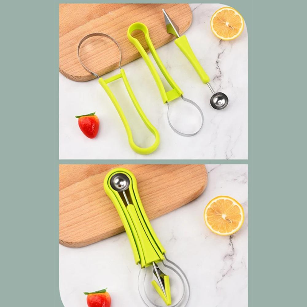 3-in-1 Stainless Steel Fruit Cutter Fruit Carving Cutting Multifunctional Set Kitchen Gadget Essential Kitchen Accessories