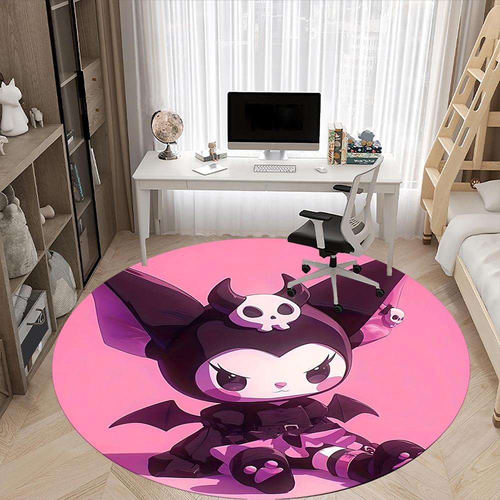 Kuromi Sanrio Office Round Area Rug,  Under Office Chairs Bedroom Living Room Home Decor a0908197