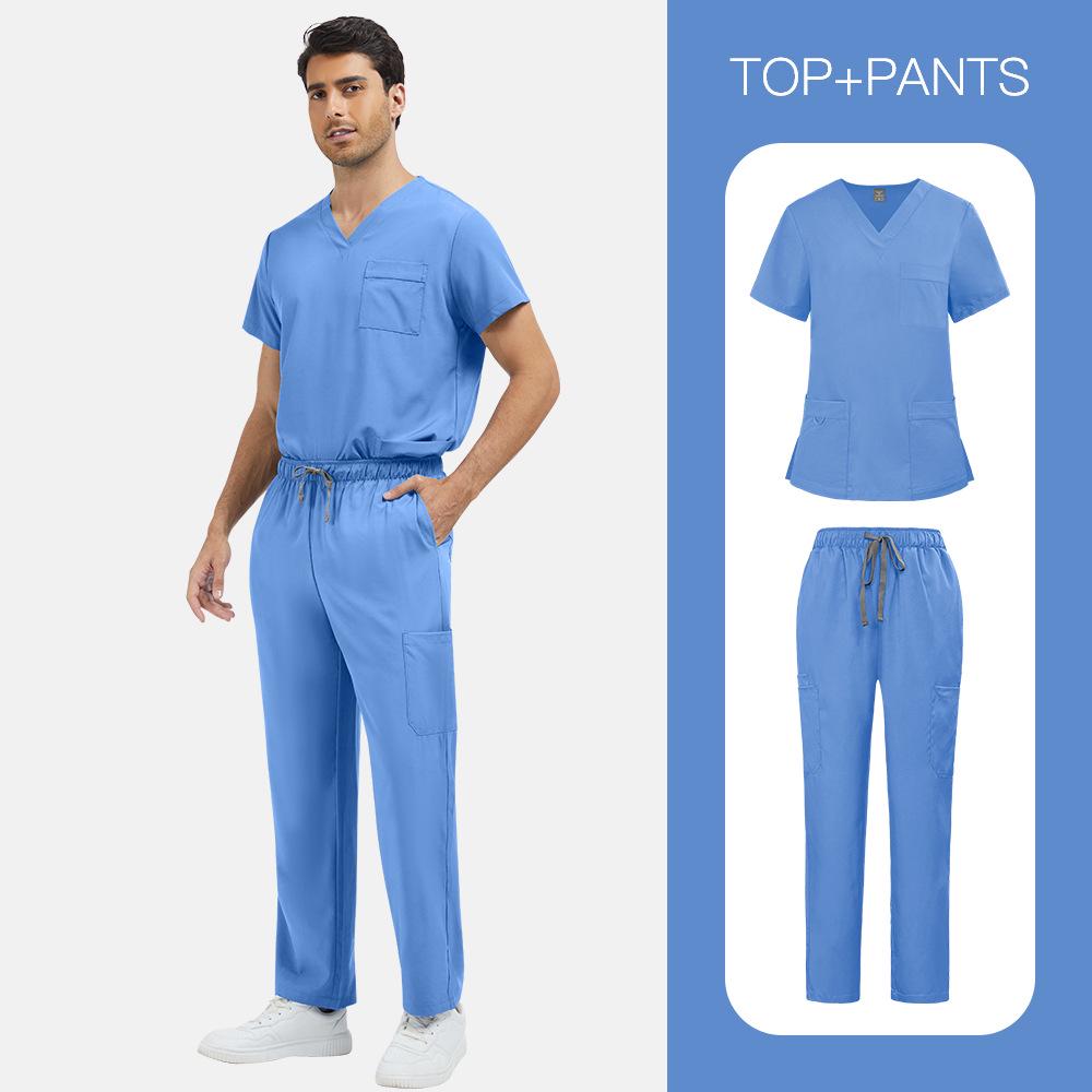 Unisex Plus Size Nurse and Salon Uniform Set - Various Colors Available