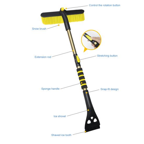 Extendable Car Snow Brush Ice Scraper Heavy-duty Snow Shovel with EVA Grip Snow Removal Tool for Windshield