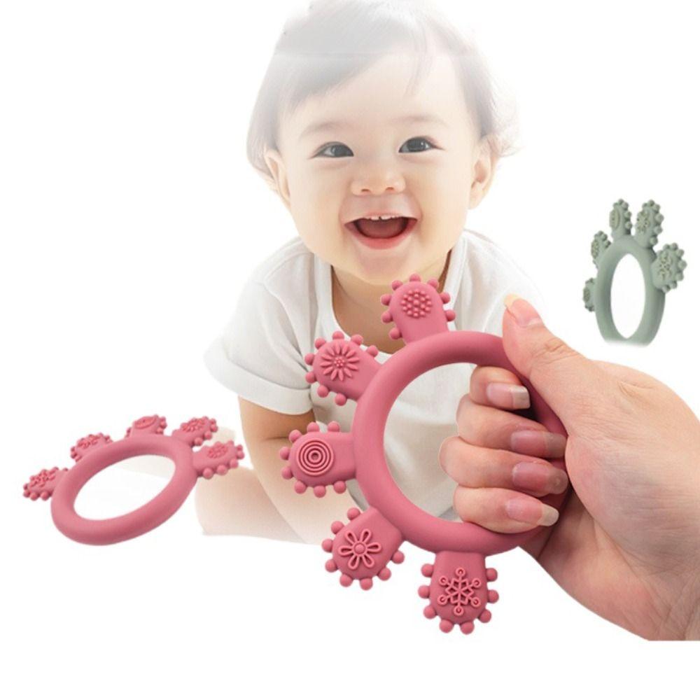 Anti-Crying Baby Teething Toys BPA Free Infant Chew Toys Portable Silicone Teething Ring  Daycare