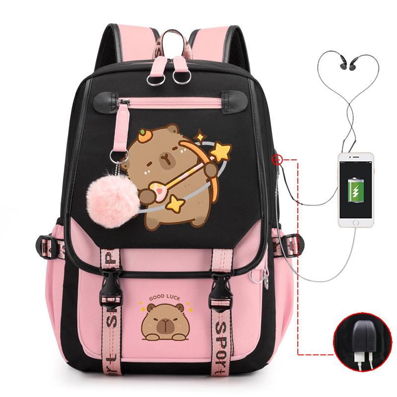 Campus Universal School Bag Kapibara Personality Trend USB Multifunctional Backpack Student New