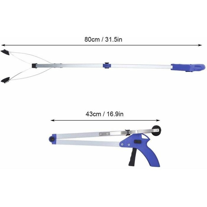 Outil de Ramassage, Ramasseur de Déchets, Outil de Ramassage des Déchets à Pince Pliable(Poignée bleue)
