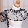 Elegant Pleated Lace Trim Black/White Polka Dot Mesh Ribbon Lace Fabric Ribbon  Cuffs