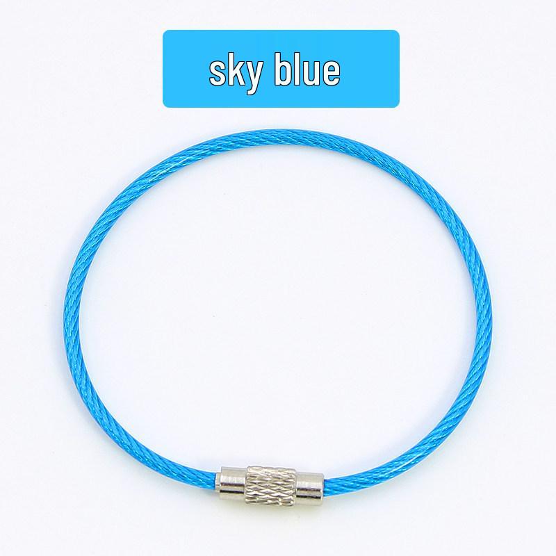 Plastic-Coated Stainless Steel Wire Keychain, Retractable Outdoor Accessory
