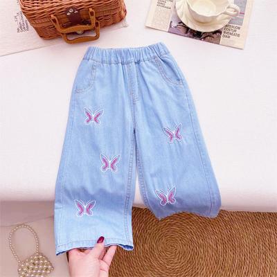 Girls' Summer Thin Mosquito Repellent Pants Children's Embroidered Wide Leg Jeans Girls' Baby Pants