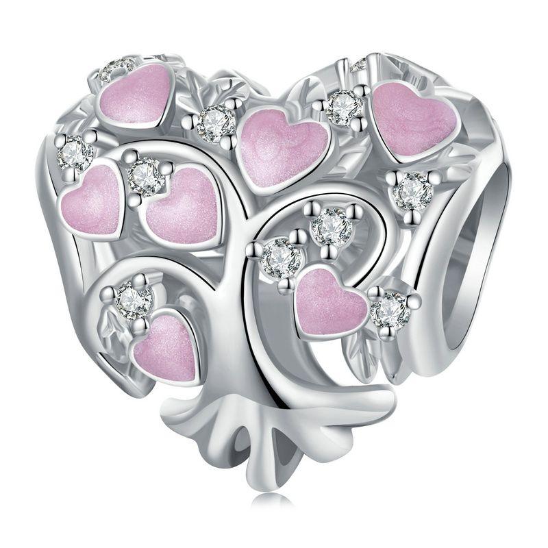 WOSTU Valentine Series 925 Silver Love Heart Charms Key Pendant Murano Glass Bead Fit Bracelet Jewelry Making Gift For Lover Her