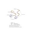 Eetit Temperament Long Zirconia Chain Drop Simulated Pearl Round Dangle Earrings Korean Style Daily Versatile Popular Jewelry