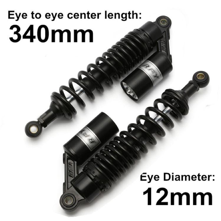 RFY 340mm Thickened Shock Absorber for CX500 CB400F ATV Off-road Vehicles Black & Gold