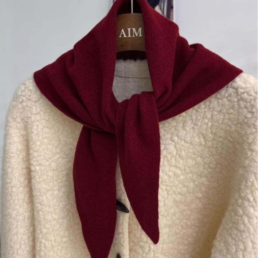 

В язана трикутна хустка з 100% чистої вовни - Жіноча універсальна осінньо-зимова хустка на голову та шаль