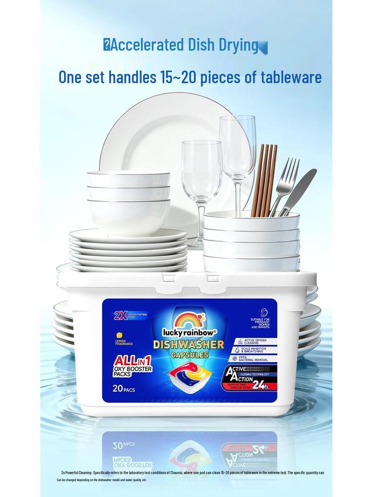 Dishwasher Pods for Sterilization, Oil Removal & Brightening (20 Pcs/box)