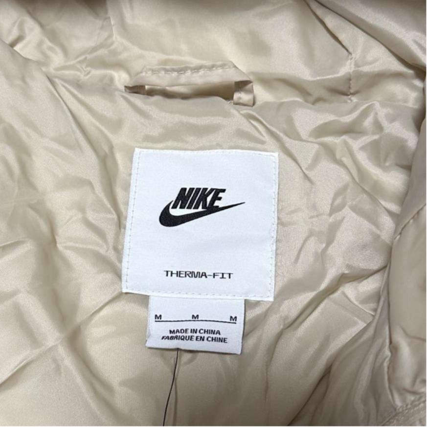 Nike Logo Printed Hooded Down Jacket Women Outerwear Khaki DR1588-010-206