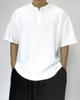 Pasiensia Oversized Waffle Henley Neck Short Sleeve White