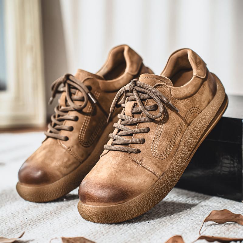 Men's Retro Genuine Leather Casual Shoes, Stylish Lace-Up, Ultra-Durable Outsole, Must-Have for Trendsetters Street & Daily Vibe