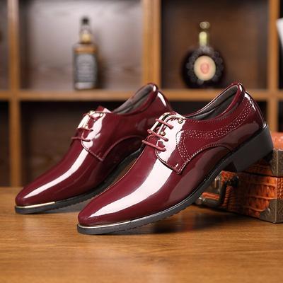 New 2025 Popular Classic Men's Formal Shoes Men's Oxford Patent Leather Shoes Lace-up Formal Black Leather Wedding Party Shoes