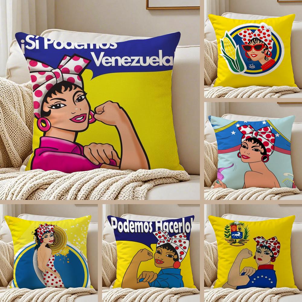 AAesthetic Art Venezuela Cushion Cover Silky Short Plush DoubleSided Printed Pillow Case for Sofa All Seasons Home Decor Gift