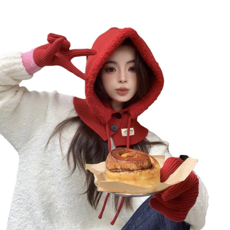 Winter new big head circumference hat women's snow doll high-end sense fluffy warm ear protection hat knitted thick wool hat