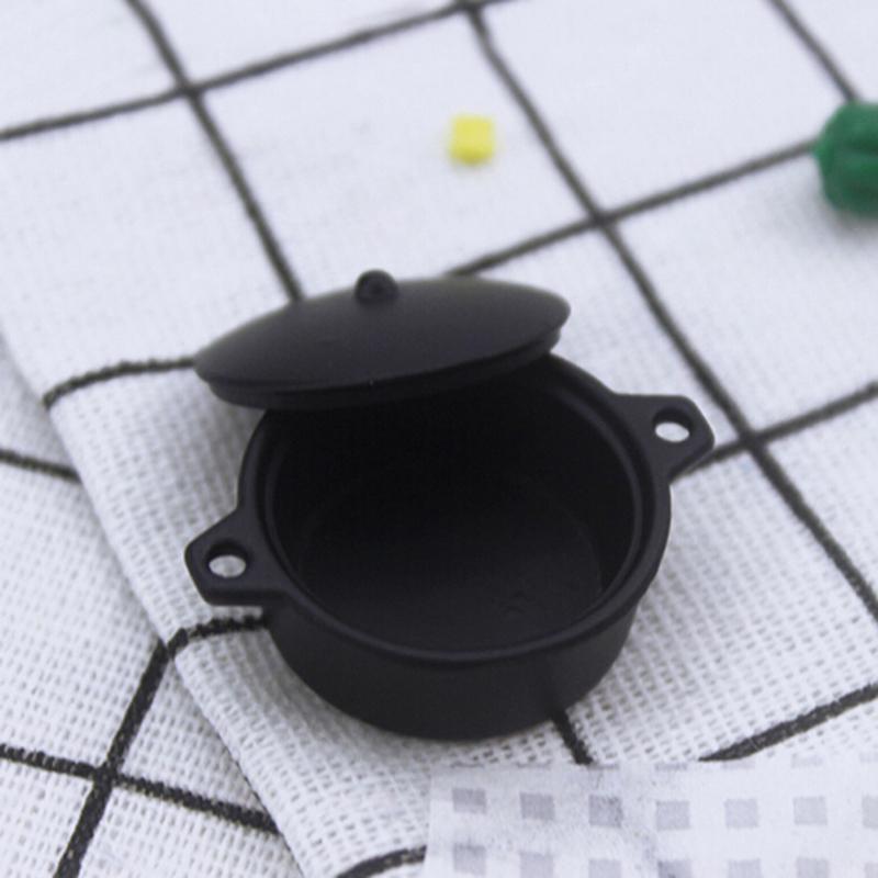 1:12 Dollhouse Miniature Mini Black Pot Model Kitchen Accessories Toys