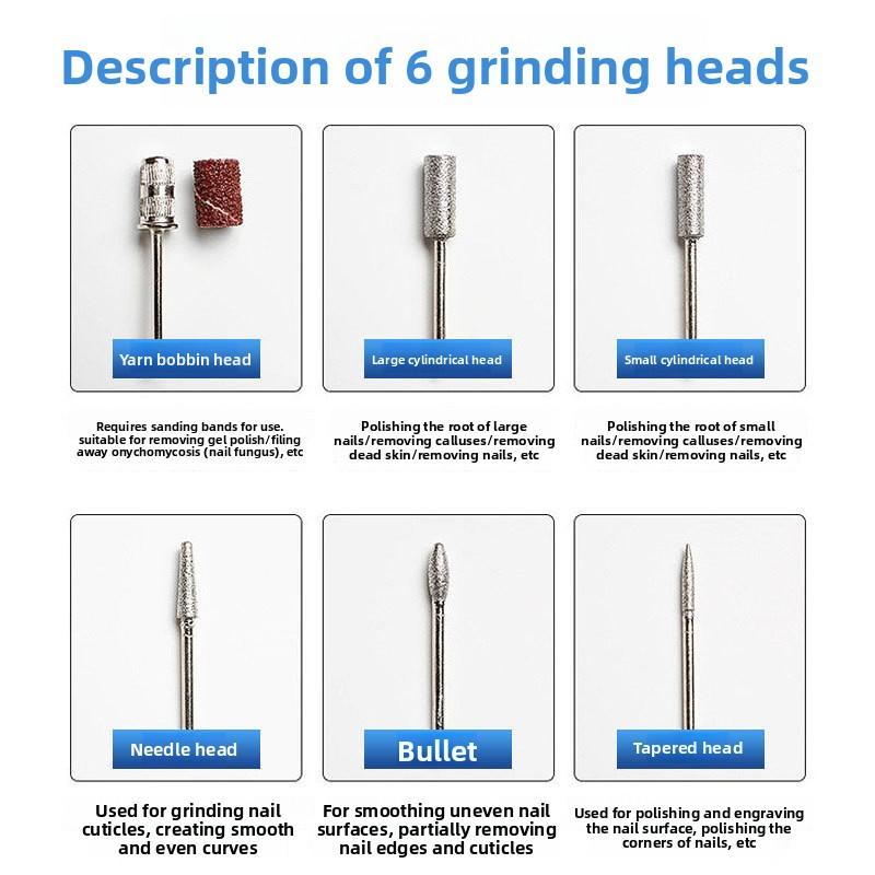 Electric Nail Drill Machine Portable USB Manicure Pedicure Set Professional File Kit for Acrylic Gel Nails Polish Salon Tools