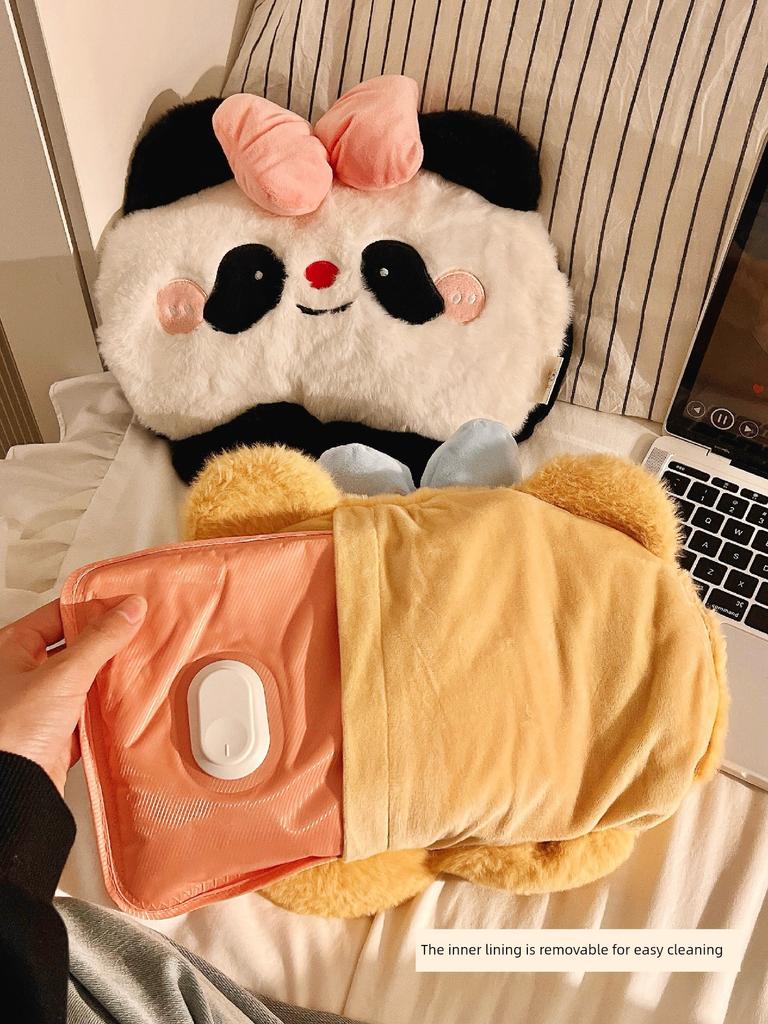 Cute Bear-Shaped Plush Hot Water Bottle, Rechargeable Explosion-Proof Hand Warmer for Girls, Warm Water Bag for Warming Hands and Feet