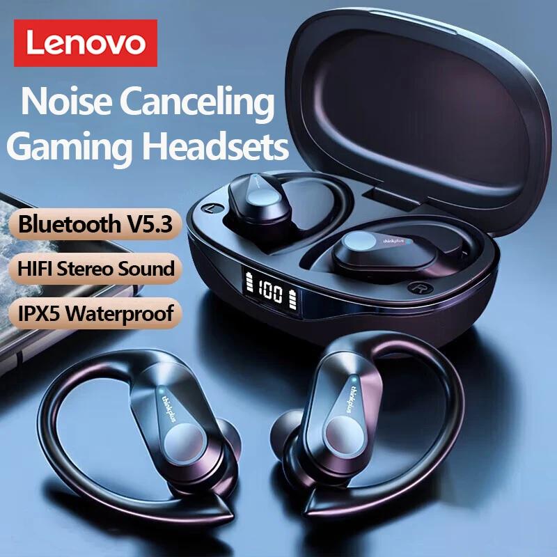 

Беспроводные наушники Lenovo LP75 OWS Bluetooth 5.3, игровые, с шумоподавлением, светодиодным цифровым дисплеем, водонепроницаемая спортивная гарнитура чёрный