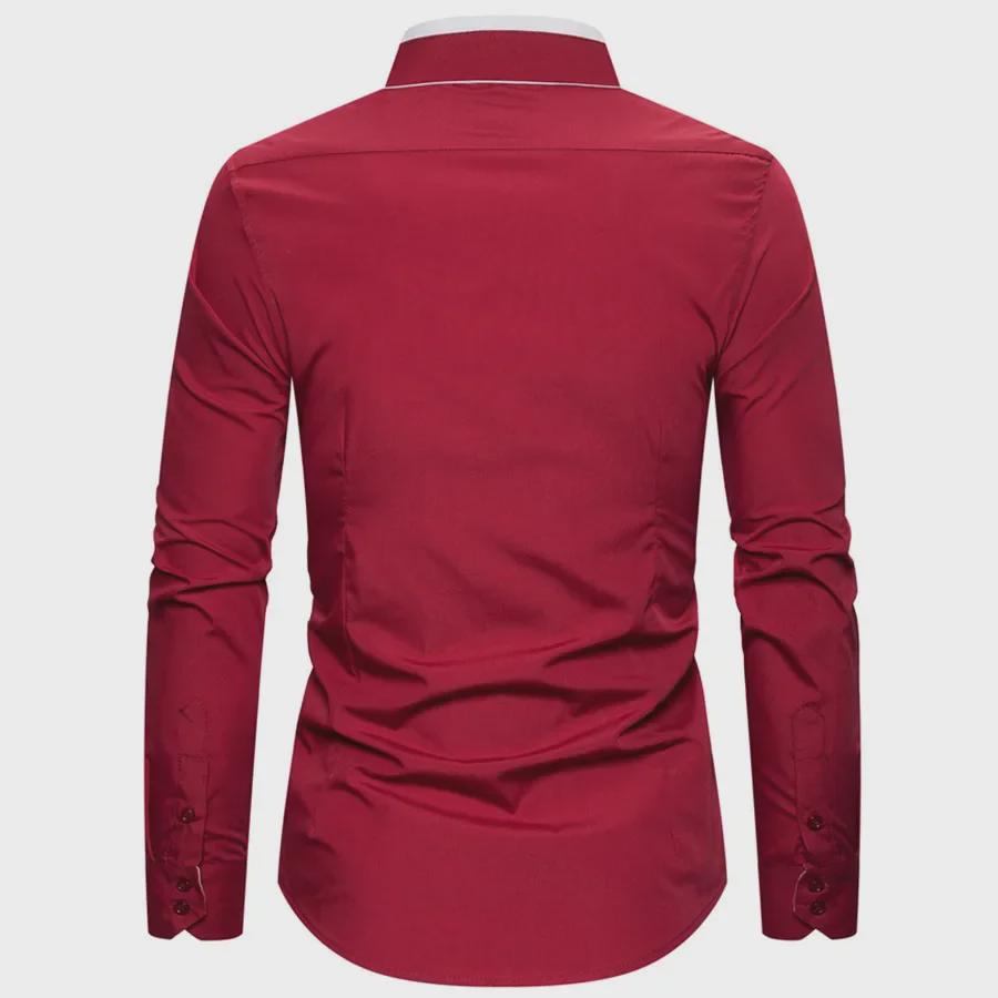 Jarní 2020 Pánská evropská a americká móda s dvouvrstvým límcem Business Casual Slim Fit košile s dlouhým rukávem – vícebarevná, k dispozici velké velikosti