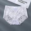 Tamanho grande triângulo para mulheres renda gelo seda sem costura roupa íntima algodão puro médio alcance, calcinha cintura média