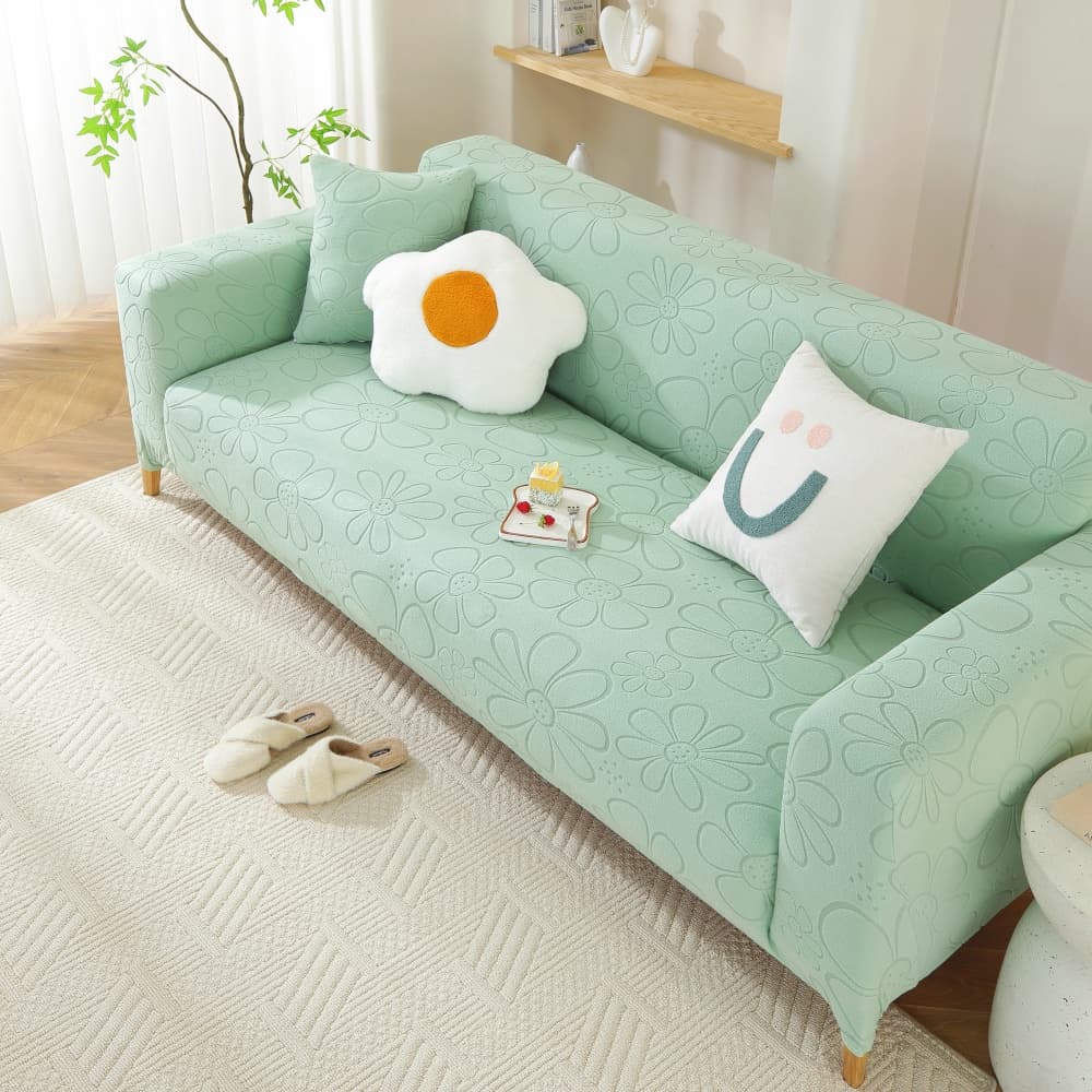 

1pc Flower Pattern Jacquard Anti-slip Sofa Cover, Dirt-resistant Protective Cover, High Elasticity, Machine-washable Sofa Cover 1-seater зелёный
