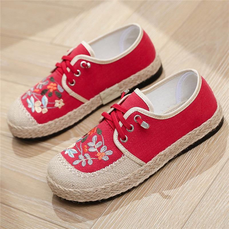Jingrui embroidered shoes, old Beijing cloth shoes, mother shoes, lightweight soft-soled pastoral Hanfu shoes, flat-soled women's single shoes