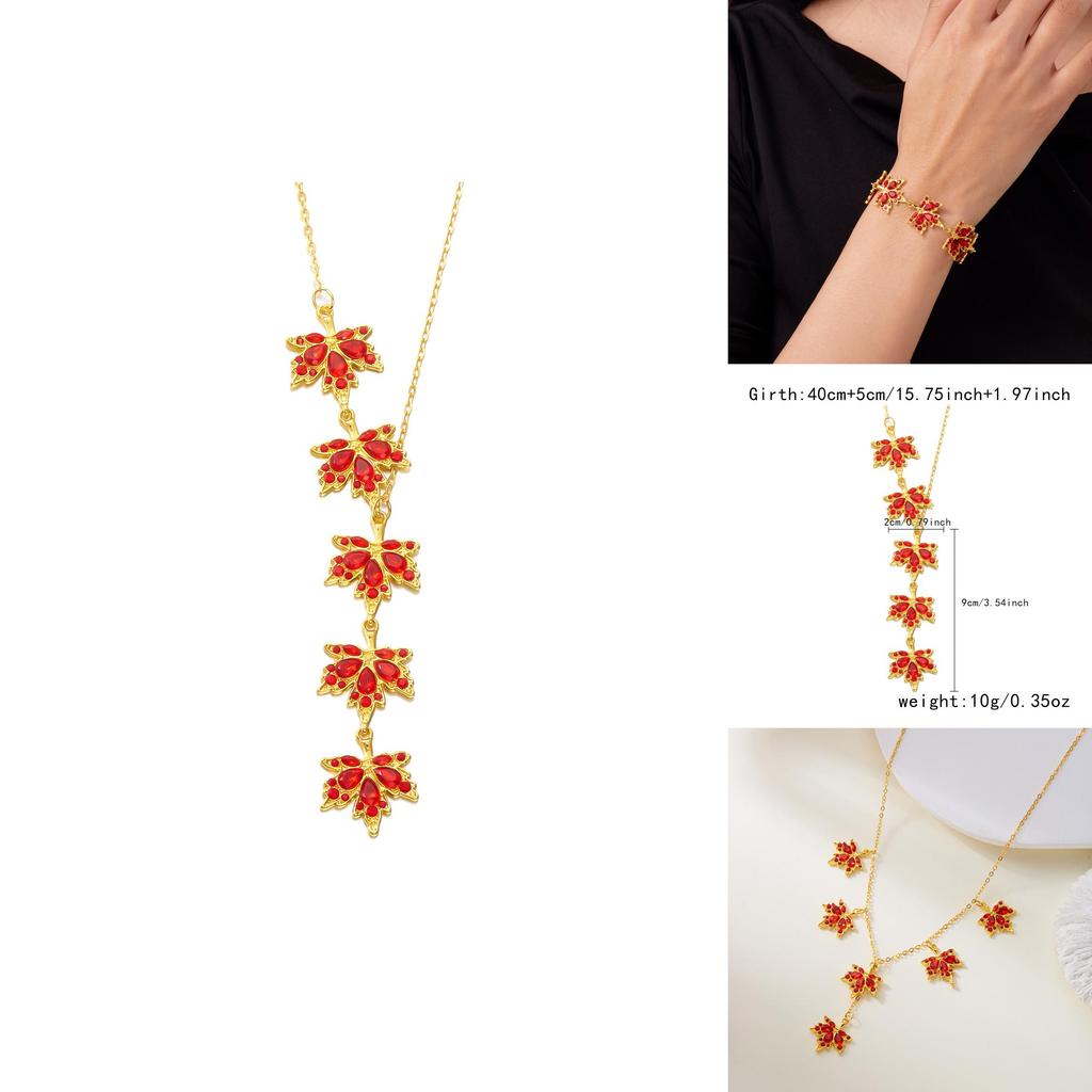 Autumn Red Maple Leaf Necklace For Women Men With Alloy Pendant And O Link Chain