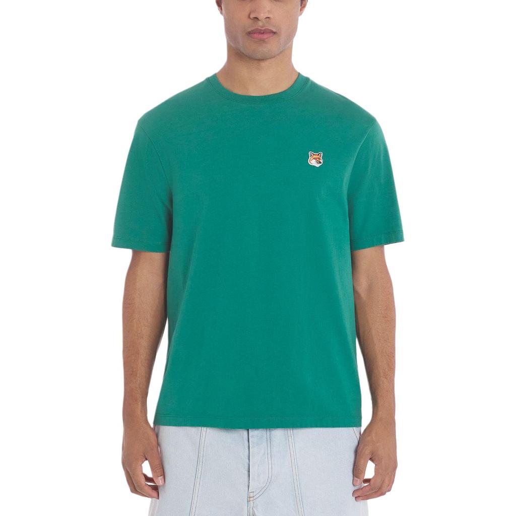 Maison Kitsune SS24 Fox Head Patch Crew Neck Pullover Straight Cut Short Sleeve T-Shirt Men T-Shirt Pine-Green LM00104KJ0008-P373
