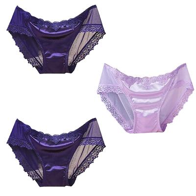 Satin Design Shorts Set Sexy Pants Underwear Lingerie PTS029S3 Set [One Limitation] 3-Piece Women's (3-Piece P)