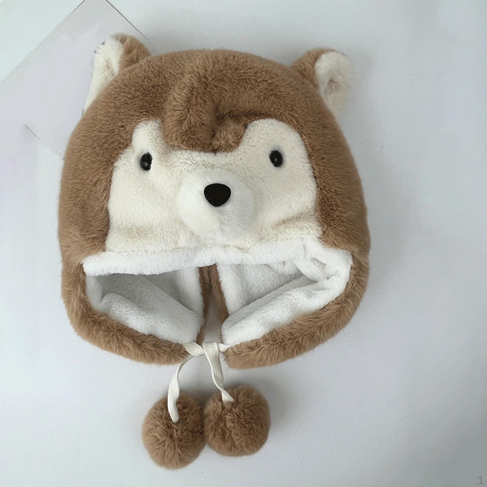 

Husky Plush Hat Child Costume Soft Warm Earmuff Windproof Headdress Prop Cartoon Animal Winter Ski коричневий