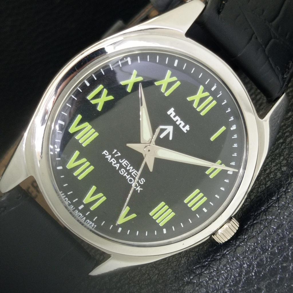

HMT HAND-WINDING VINTAGE INDIAN MENS BLACK COLOR DIAL WATCH a700311-5 R202-a700311