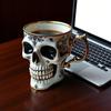 Gothic Skull Coffee Mug Royal Skeleton Cup with Gold Trim Resin Goth Tea Cup Unique Halloween Gift for Skull Lovers