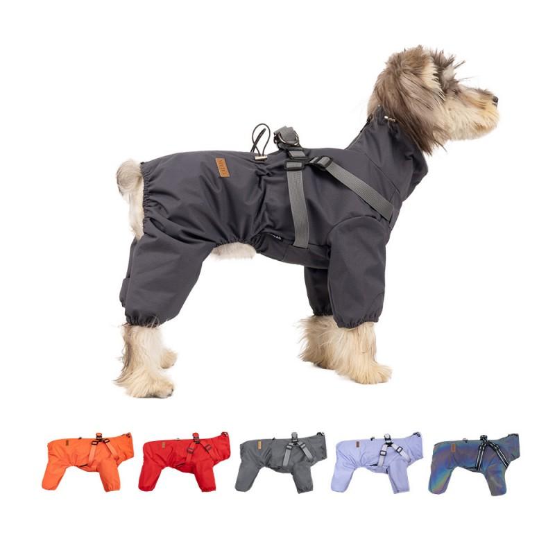 Waterproof Dog Raincoat With Reflective Stripes 4-Leg Design Small To Large Breeds Outdoor Use