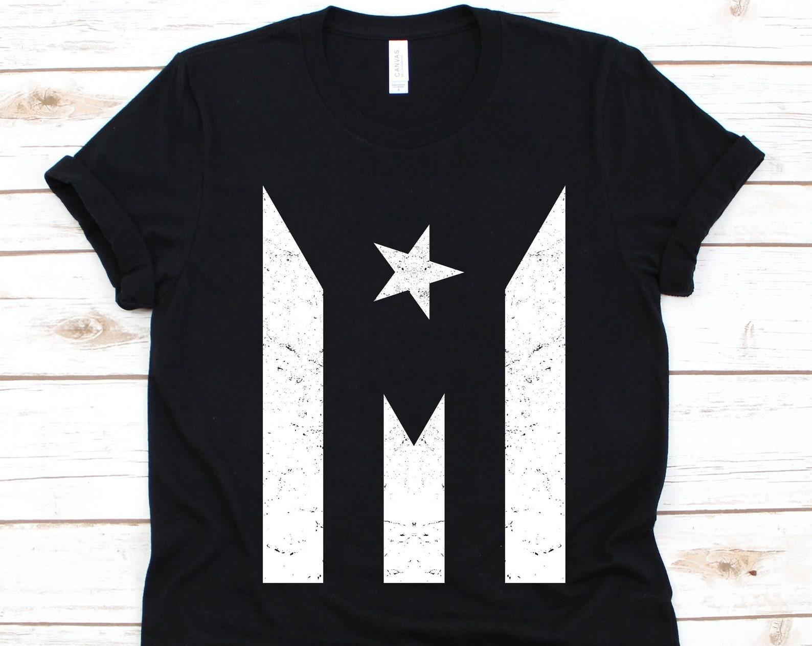 Puerto Rican Flag Black And White Shirt, Gift For Puerto Ricans, Flag Of Puerto Rico Graphic, Commonwealth of Puerto Rico, Boricuas Shirt XL