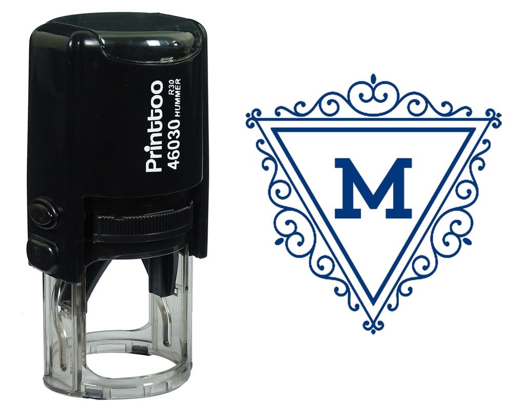 Printtoo M Písmeno Vír Hranice Trojúhelník Monogram Iniciála Samobarvicí Gumové Razítko Kancelářské