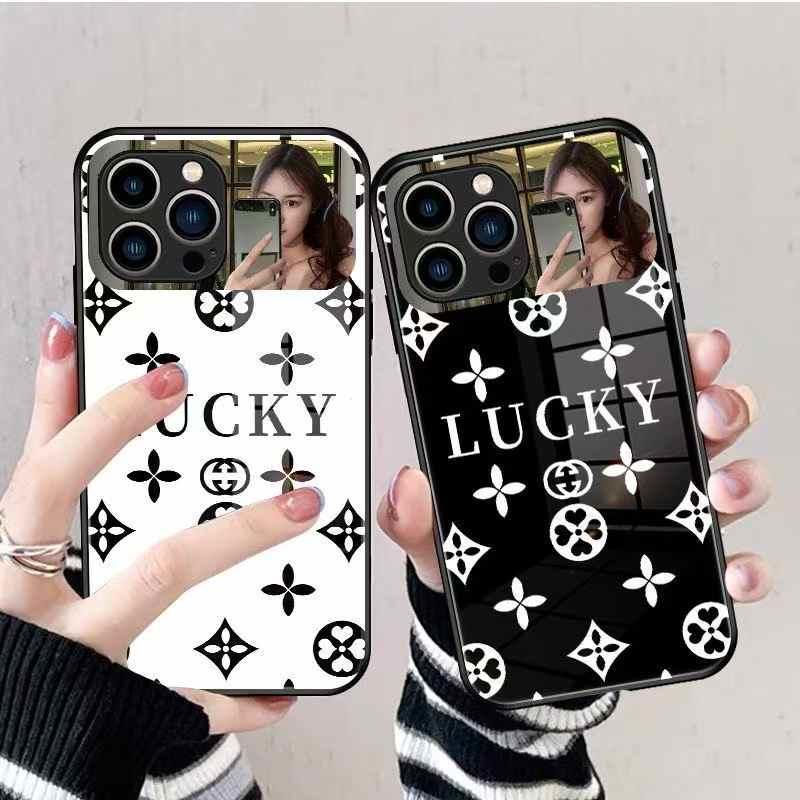 Luxury Fashion Mirror Tempered Glass Phone Case For iPhone 16 15 14 13 12 11 Pro Max Plus Shockproof Cover