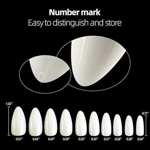 Expesia100pcs/Pack False Nails Tips Full Cover ALMOND Fake Nails Press On Soak Off Nail Tips Short for Women Nail(ALMOND SHAPE)