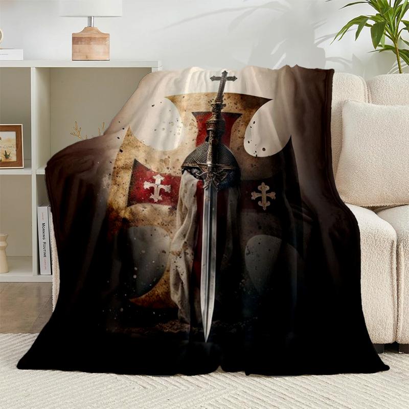 1PC Knightly Crusader Armor Flannel Blanket Gift, Suitable for Both Men And Women, Soft Ideal for Beds And Sofa, Birthday Or Christmas Gift