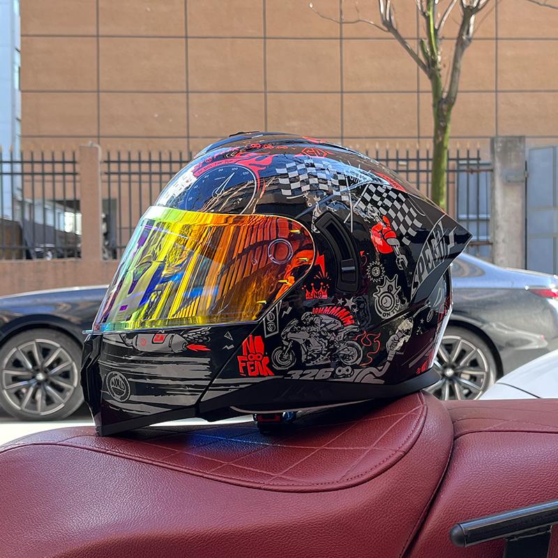 2025 Orz motorcycle helmet, men's and women's reversible helmet, motorcycle half full helmet, cool street bike all year round
