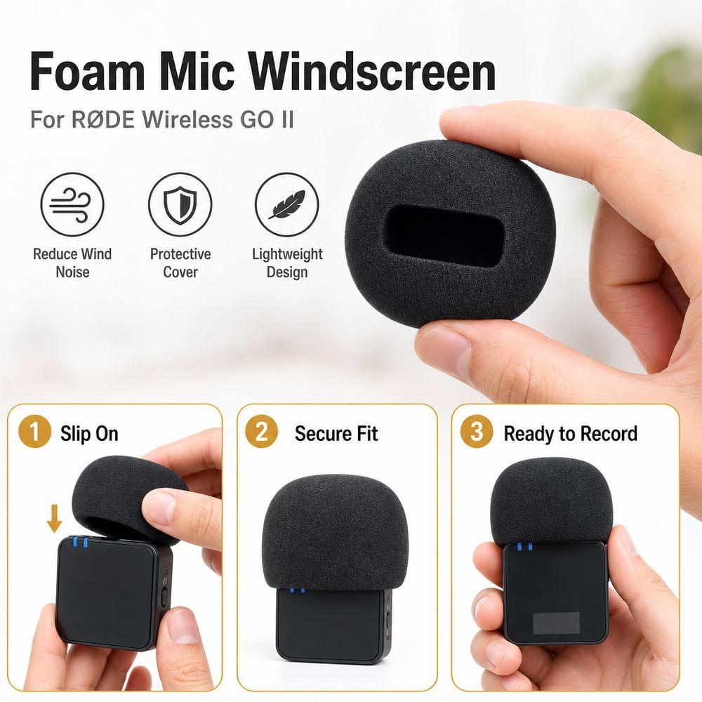 1pcs Foam Mic Windscreen Cover Replacement Noise Reduction Sponge for RØDE Wireless GO Ll Podcasting