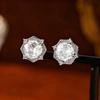 2026 New Fashion Crystal Flower Earrings Pink White Purple Stud Earrings Geometric Silver Color Jewelry For Women Girl Gift