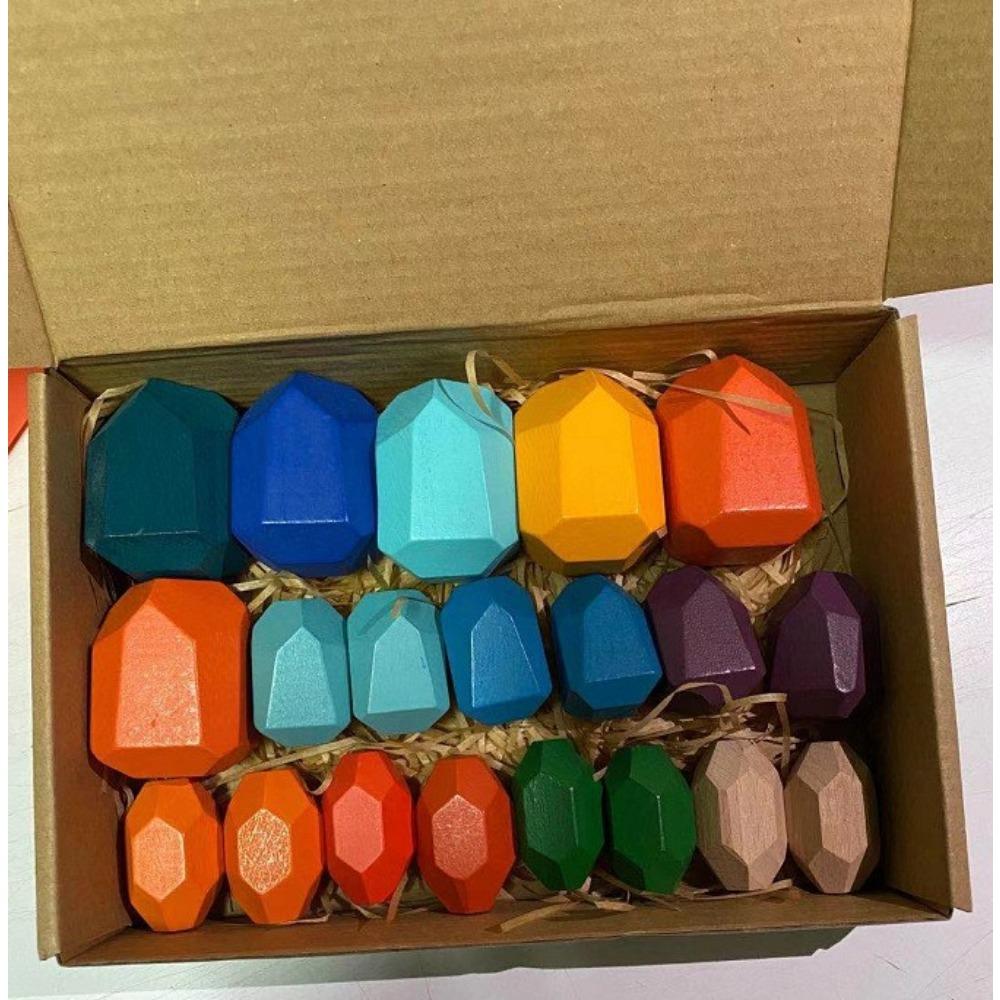 Wooden children's Nordic ins wind colored stone stacking music boys and girls indoor ornaments early education educational toys