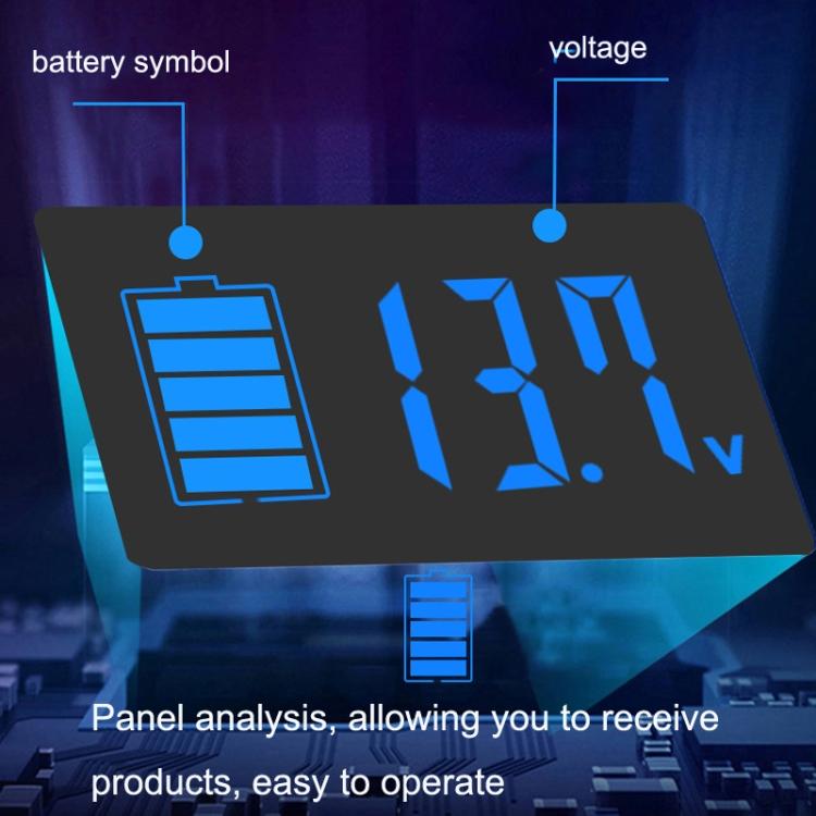 Two-Line Digital Display DC Voltmeter Lead-Acid Lithium Battery Charge Meter, Color: Blue+Temperature